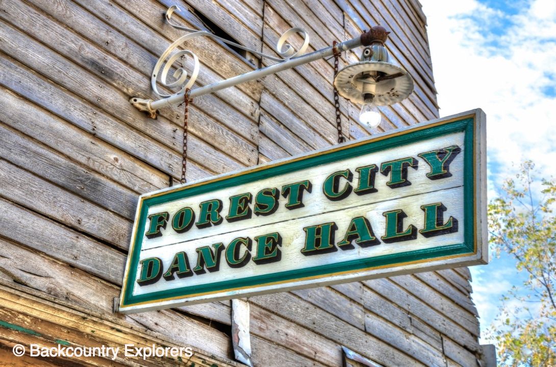 Picture of dance hall sign hanging outside