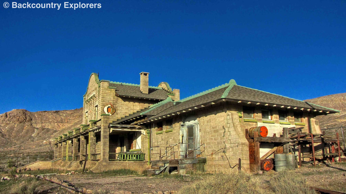 Rhyolite train station from the east