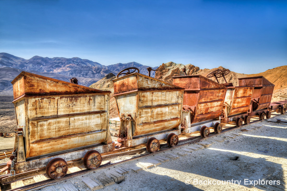 Ryan, Death Valley showing ore cars