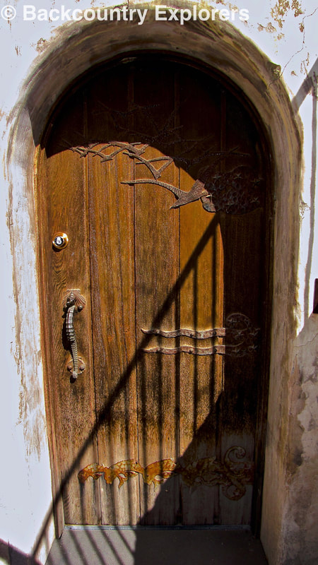 Ornate sea horse exterior door handle.
