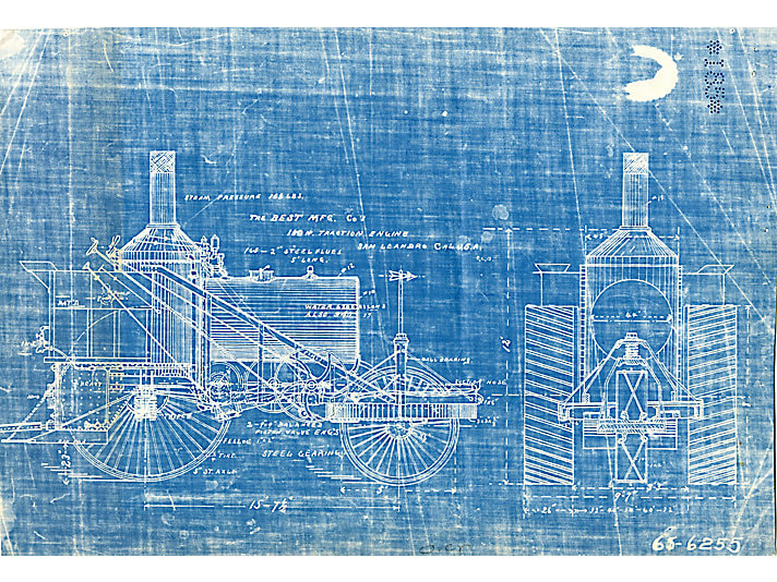 Daniel Best's engineering drawing for the Best Steam Traction Tractor