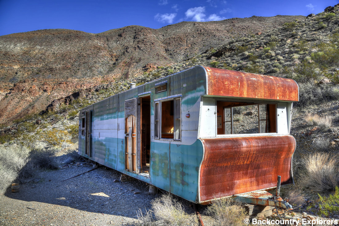 Vintage travel trailer at the Broken Pick Mine
